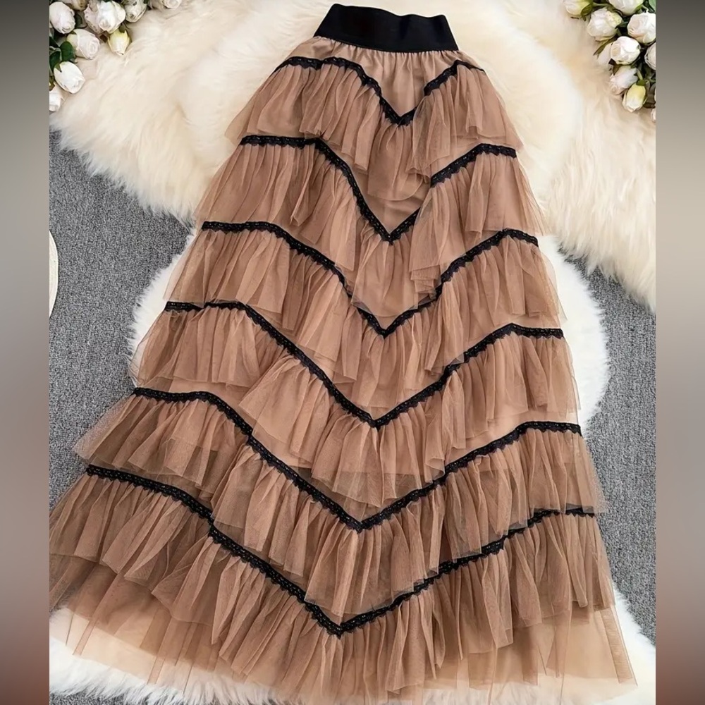 Lined Tulle Maxi Skirt.